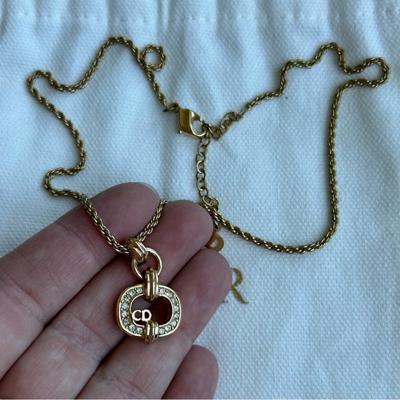 Christian Dior Vintage Gold Plated Crystal Necklace
